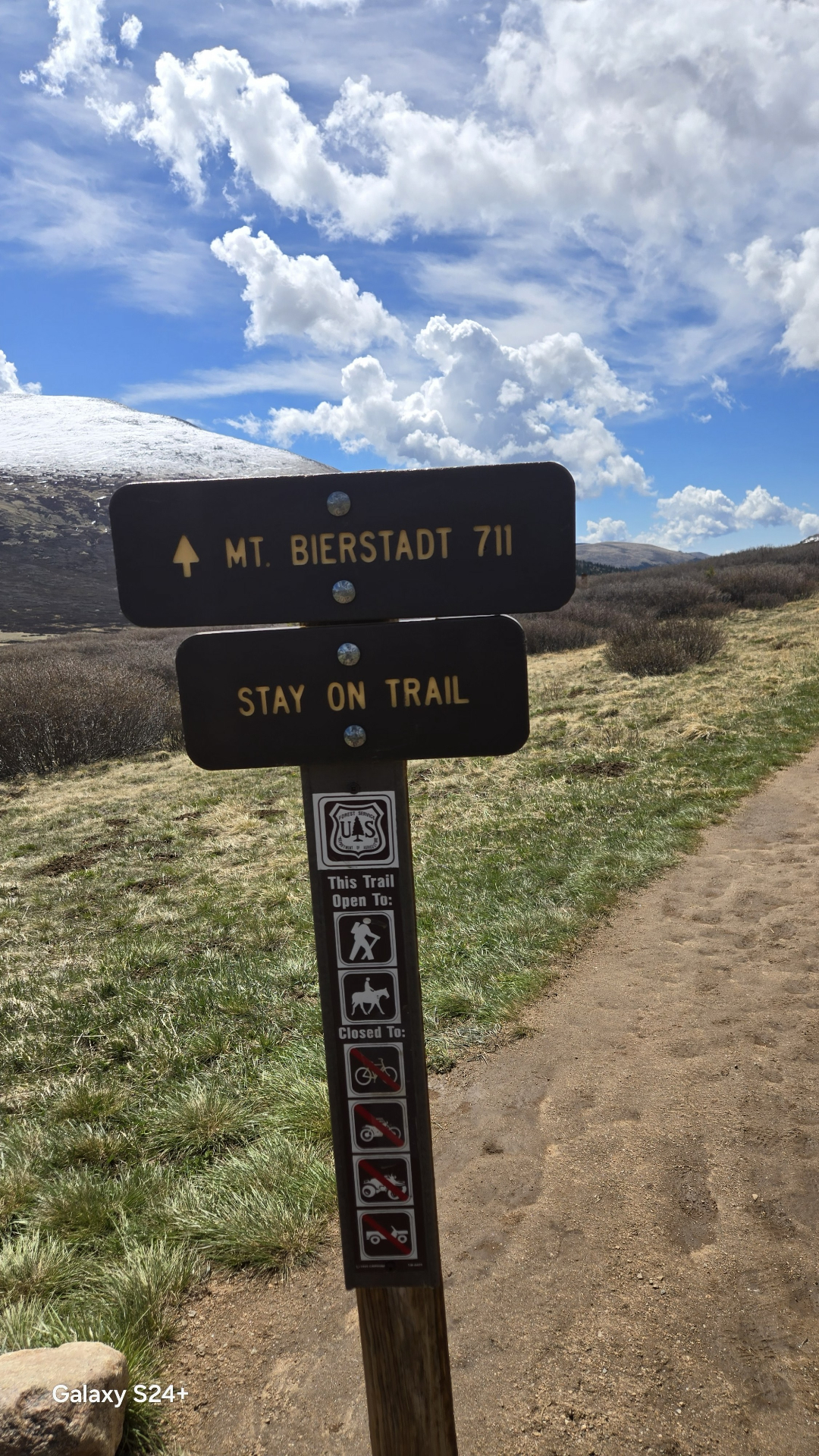 Mt. Bierstadt trail sign at the trailhead