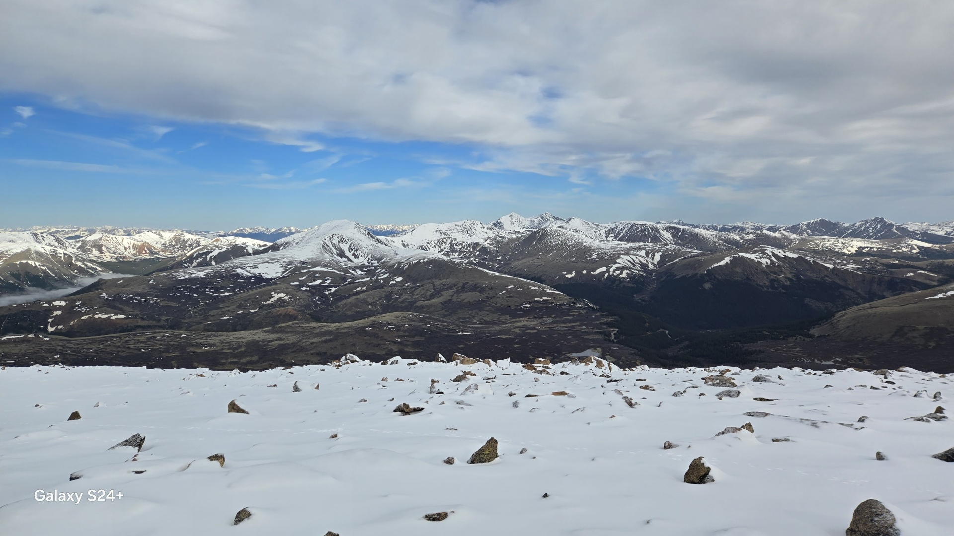 Snowy summit view from Mt. Bierstadt across the surrounding peaks